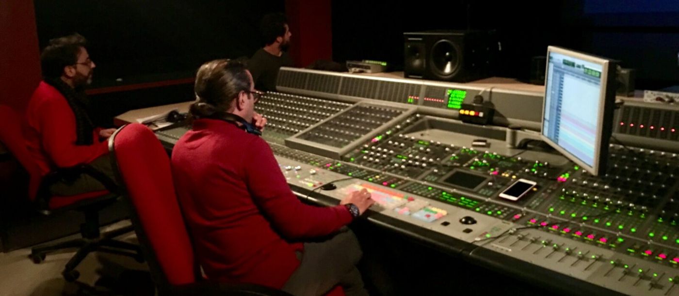 Mixing session at the console in the red room