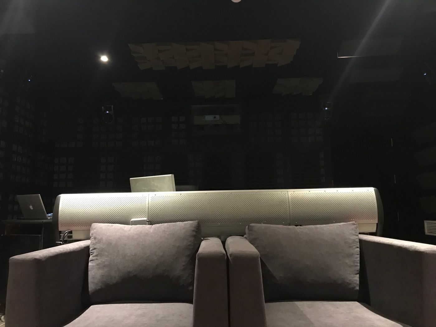 Mixing room: client seating behind the console